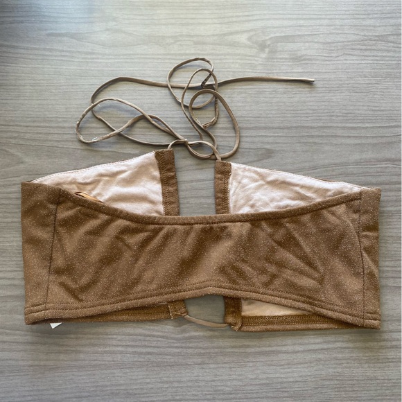 NWT 12th Tribe St. Barths Shimmer Gold Bandeau Top - Picture 3 of 6